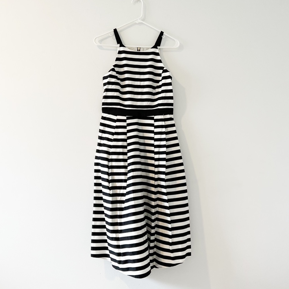 NWT Hunter Bell striped midi dress Anthropologie black white 4P 4 petite